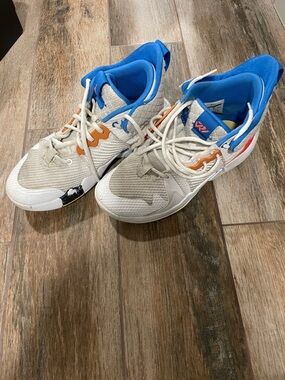 Jordan Basketball Shoes - White with Blue & Orange Accents